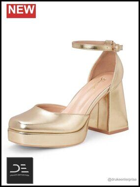 Women's Chunky Heel Pumps, 4 Inch Platform Block Heels, Square Toe Dress
